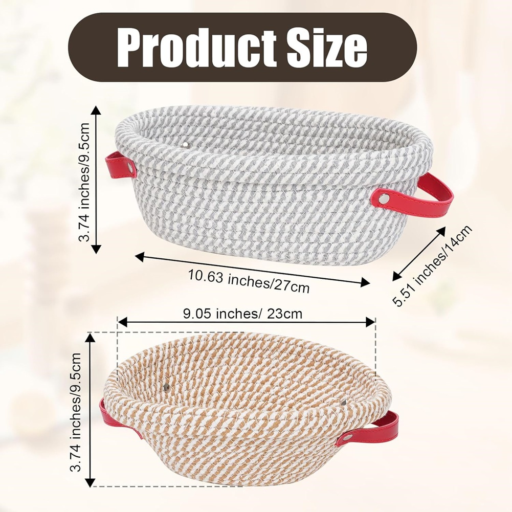 Proofing Basket Banneton - ตะกร้าหวายสำหรับทำขนมปังซาวโดว์ 2 ชิ้น, ตะกร้าหวายเชือกฝ้ายสำหรับอบขนมปังซาวโดว์, รูปทรงวงรี +