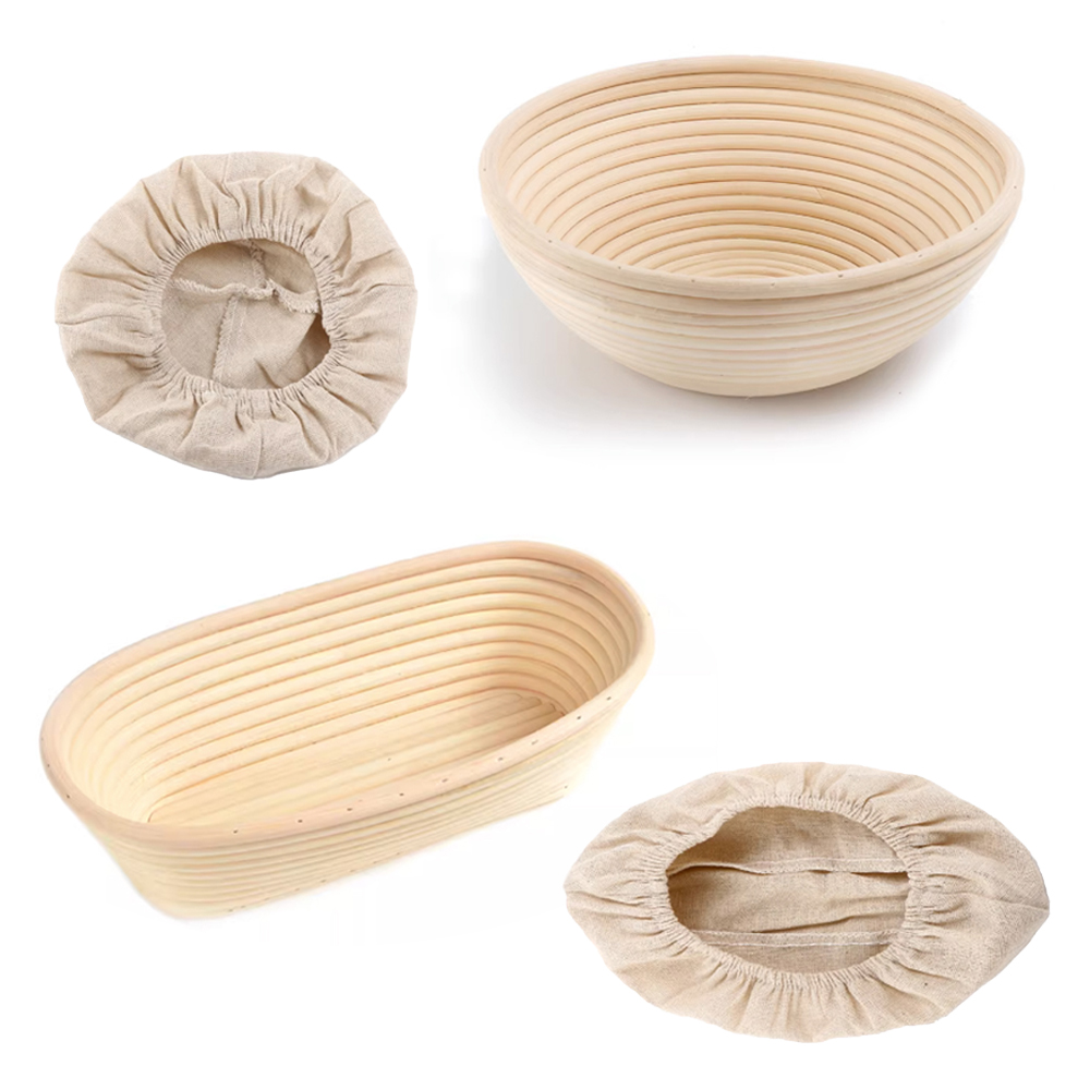 Proofing Basket Banneton - รอบหรือรูปไข่ Banneton พร้อม Liner Bread Proofing