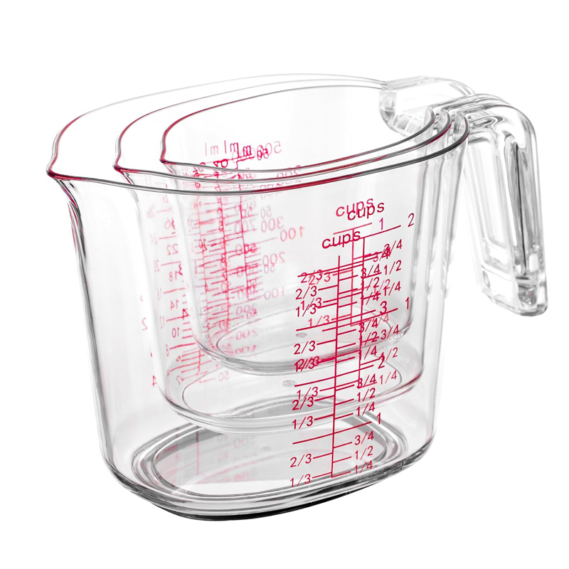 Kitchen Baking Kit - ชุดถ้วยตวงใส 1 ถ้วย, 2 ถ้วย, 4