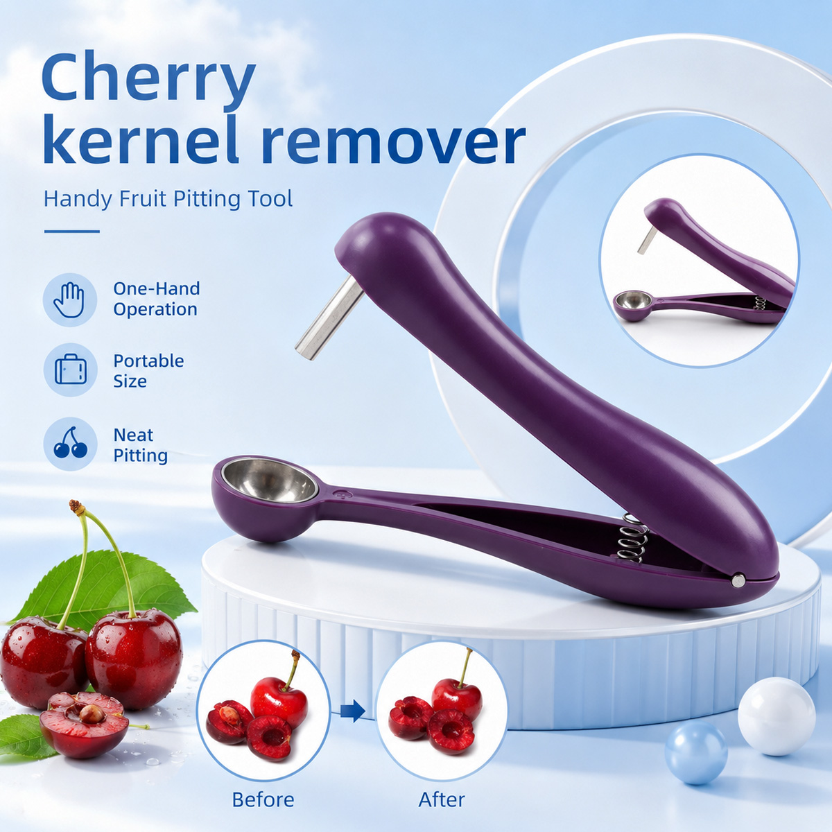 Kitchen Tools In Baking - เครื่องมือแยกเมล็ดเชอร์รี่แบบมือถือ และเครื่องแยกเมล็ดมะกอก กดง่าย ใช้สำหรับแยกเมล็ดผลไม้ สำหรับใช้ในครัวเรือนและการอบขนม