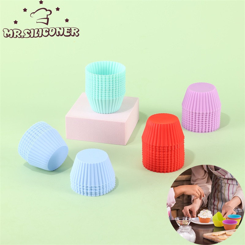 Kitchen Baking Kit - 6ชิ้น/เซ็ตแม่พิมพ์เค้กซิลิโคนทรงกลมเครื่องมือตกแต่งเค้กแบบ DIY ถ้วยคัพเค้กซิลิโคนแม่พิมพ์อบครัวอุปกรณ์ทำเบเกอรี่ทำอาหาร