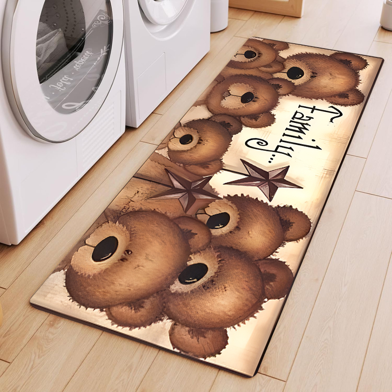 Kitchen Living Baking Mats - พรมรองพื้นกันลื่นลายการ์ตูนขอบแดงสำหรับอุปกรณ์ทำขนม ทนทานต่อการสึกหรอ ใช้ในครัว ปูพื้นยาว
