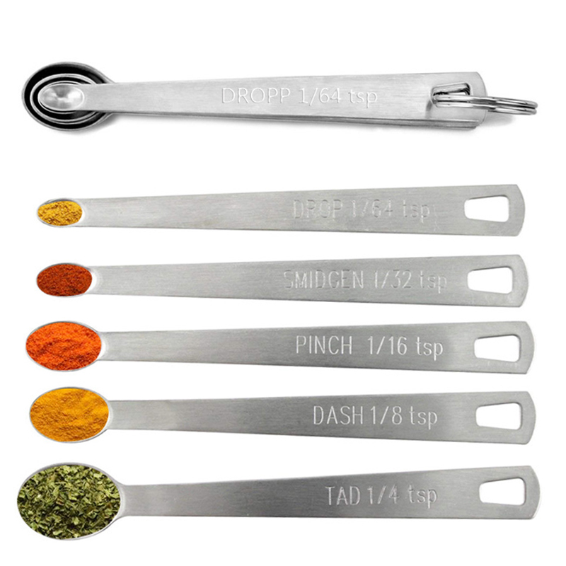 Kitchen Baking Kit - 5ชิ้น/เซ็ต Mini ช้อนวัดเครื่องมือสแตนเลสสตีลเครื่องปรุงรสช้อนหลายขนาดช้อน
