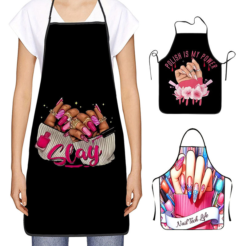 Kitchen And Baking - 1 ชิ้นเล็บพิมพ์ความงามห้องครัวผู้หญิงผ้ากันเปื้อนทําความสะอาดในครัวเรือน Pinafore Salon Home ทําอาหารเบเกอรี่เล็บเสื้อผ้าทํางาน