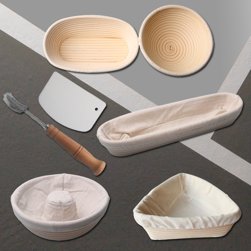 Proofing Basket Banneton - Shenhong ตะกร้าขนมปัง banneton proofing ตะกร้าหวายอบแป้งเครื่องมือทำขนมอบขนมปังมีดโกนและมีดสำหรับทำขนมปัง