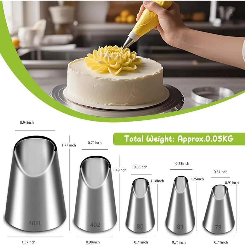 ชุดหัวฉีดสแตนเลส 5 ชิ้น, หัวฉี - Kitchen Baking Kit บทวิจารณ์และราคา