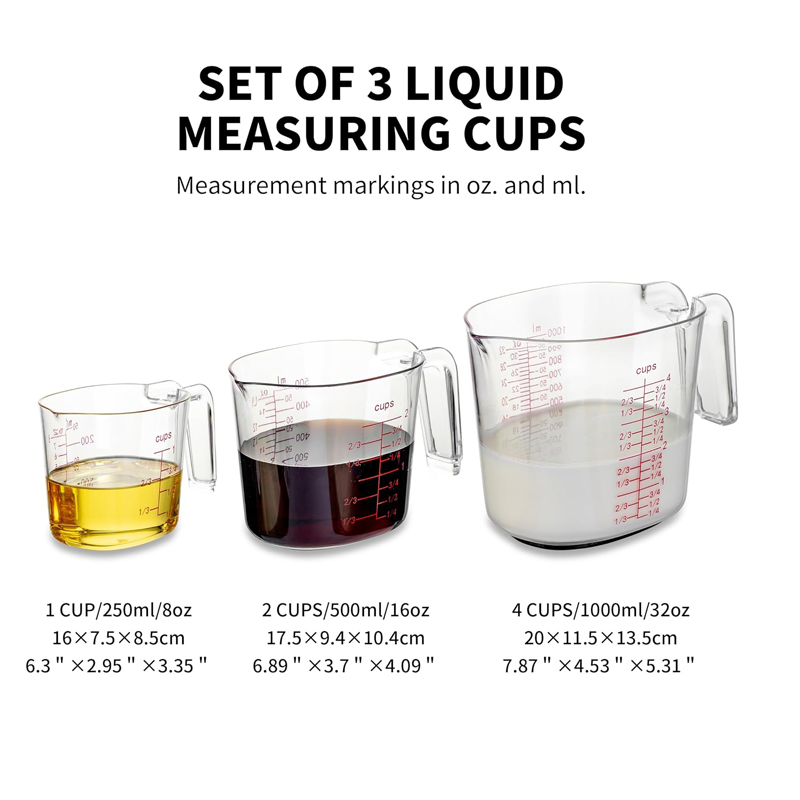 ชุดถ้วยตวงใส 1 ถ้วย, 2 ถ้วย, 4 - Kitchen Baking Kit บทวิจารณ์และราคา